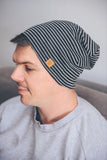 ADULT SLOUCHY BEANIE - BLACK STRIPE - Flynn Jaxon